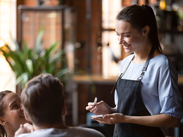 woman working in a cafe