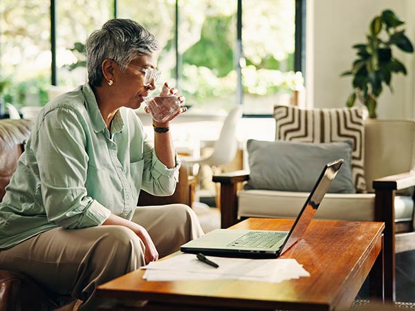 woman working at laptop