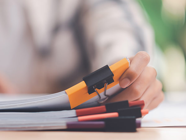 hand sorting documents