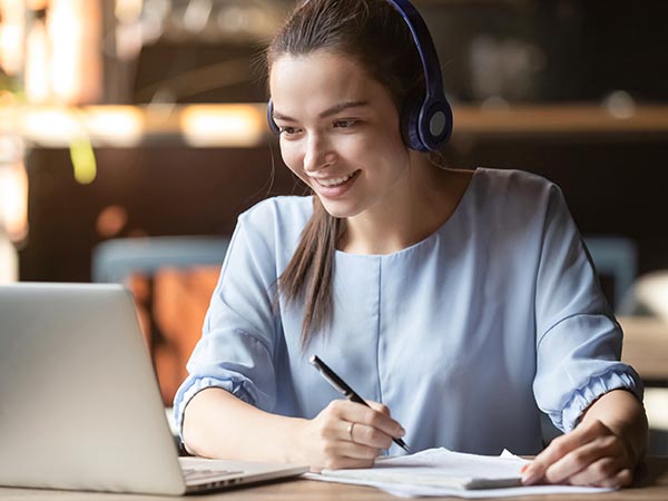 woman working remotely